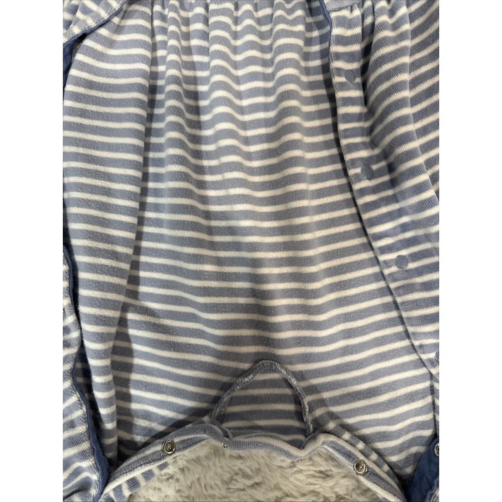 EUC Polo Ralph Lauren Blue & White Striped Velour Footie Size 6M Perfect Cond